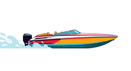 Colorful Speedboat Cutting Through Waves.