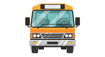 Front View of a Small Orange and Gray Bus.