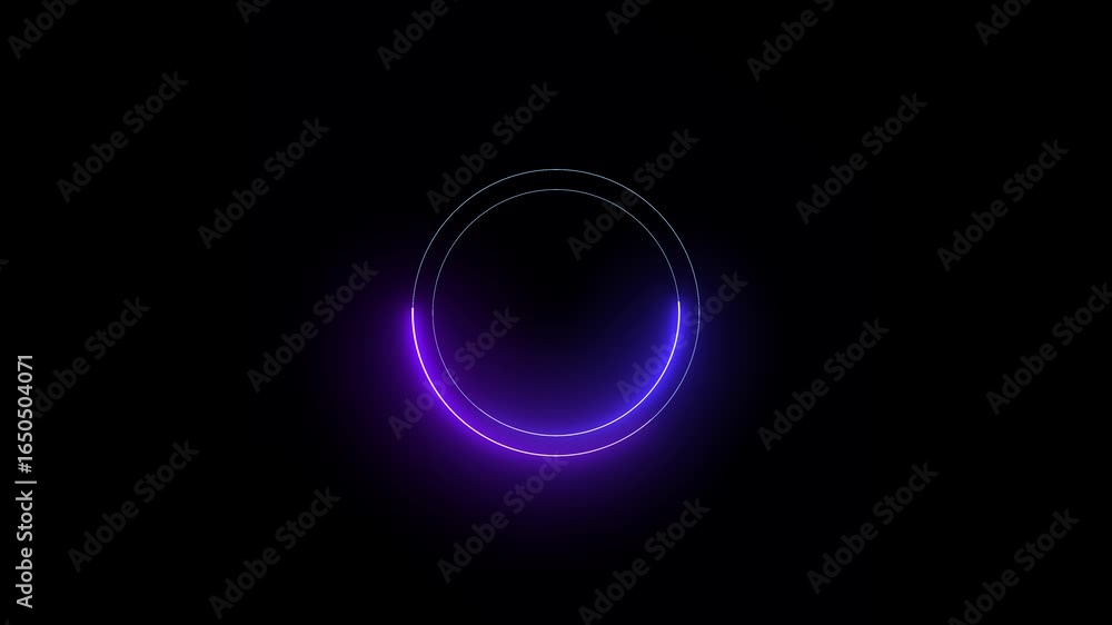 Poster circle glow border, alpha channel, seamless loop, abstract glowing neon line coloring circular lens 