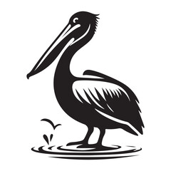 Pelican Bird Silhouette Vector Illustration