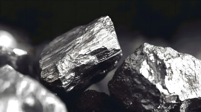 Raw nickel mineral crystals on the black shale exhibit metallic reflections, showcasing strategic mineral resources and industrial clean energy materials.