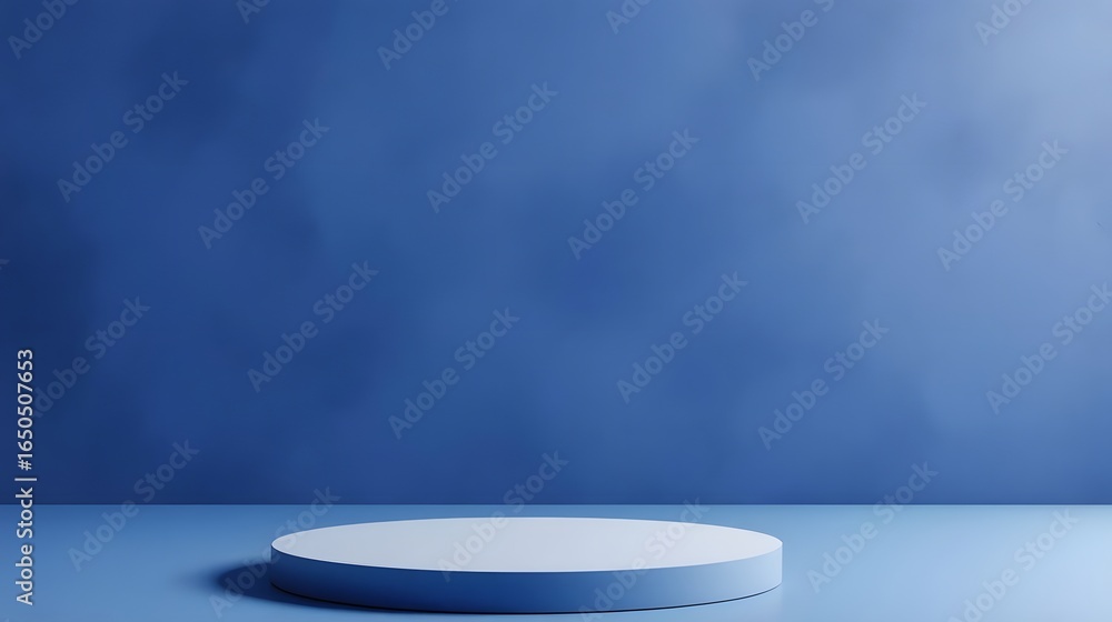 Poster stunning display platform in serene blue tones for modern product showcase and elegant presentation 