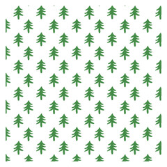 hand drawn nature green tree leaves doodle crayon watercolor style seamless pattern