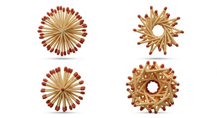 Geometric match arrangements on white background