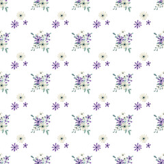 Seamless pattern with watercolor flowers, repeat floral texture, background hand drawing. Perfectly for wrapping paper, wallpaper, fabric, texture and other printing.