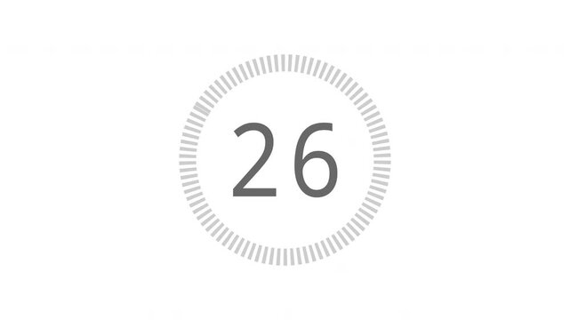 Simple 30 seconds countdown animation on white background. 4k stock