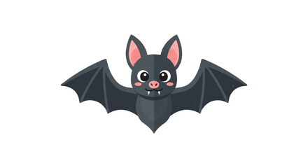 Cute cartoon vampire bat with spread wings rosy cheeks and fangs Adorable flying Halloween character illustration.