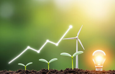 wind turbine and green plant