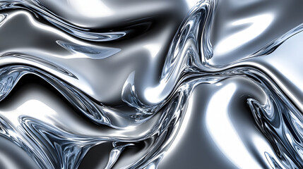 Abstract Silver Waves: Dynamic Metallic Texture