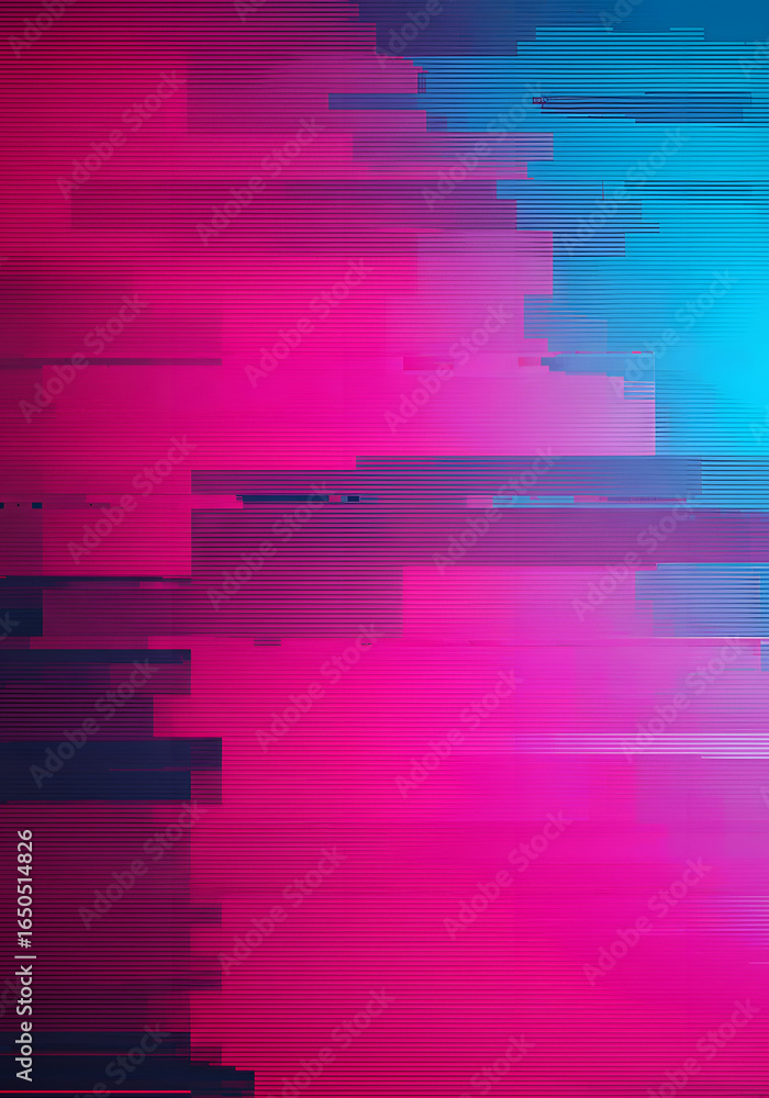 Poster abstract chromatic pixelation with gradient luminosity, presenting a digitally generated visual desi