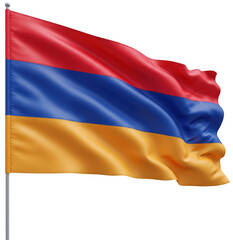 Fototapeta premium A dynamic 3D render of Armenia’s red, blue, and orange flag on transparent background