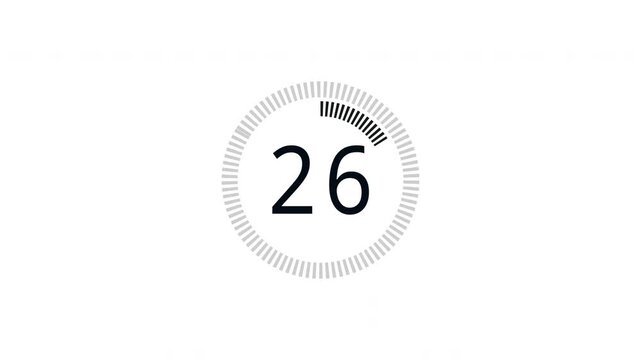 A minimalist & simple 30 seconds countdown from 30 to 0 second.  4k stock