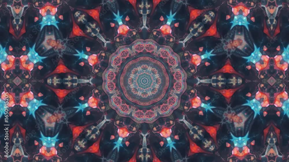 Aufkleber hypnotic kaleidoscopic patterns in vibrant blues and oranges, creating a mesmerizing visual journey.