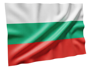 Obraz premium Realistic 3D render of the Bulgarian flag with white, green, and red stripes on transparent background