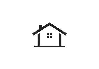Minimalist House Icon Simple Black and White Home Symbol isolated on transparent background