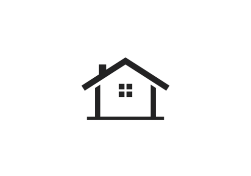 Minimalist House Icon Simple Black and White Home Symbol isolated on transparent background