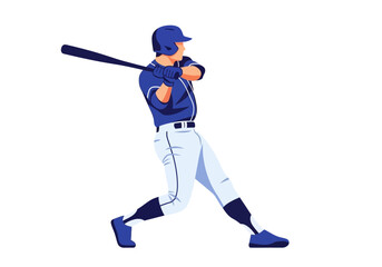 Obraz premium A baseball player wearing a helmet is swinging a bat with both hands