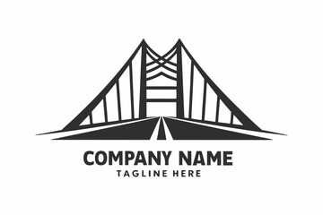 Bridge Illustration, Minimalist Design on White Background, Company Name