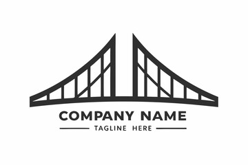 Minimal Bridge Silhouette Icon with Solid Black Design on White