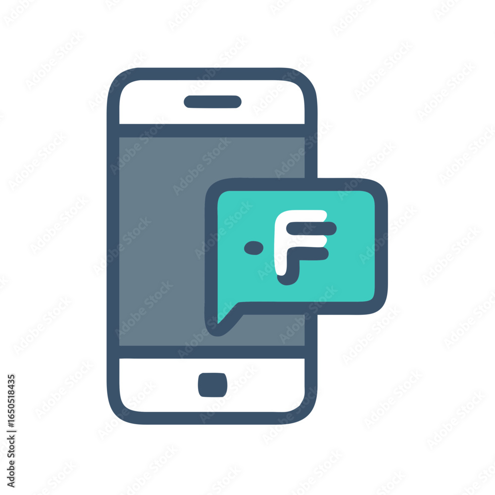 Poster vector art of smartphone with a chat bubble icon, representing communication and messaging, isolated