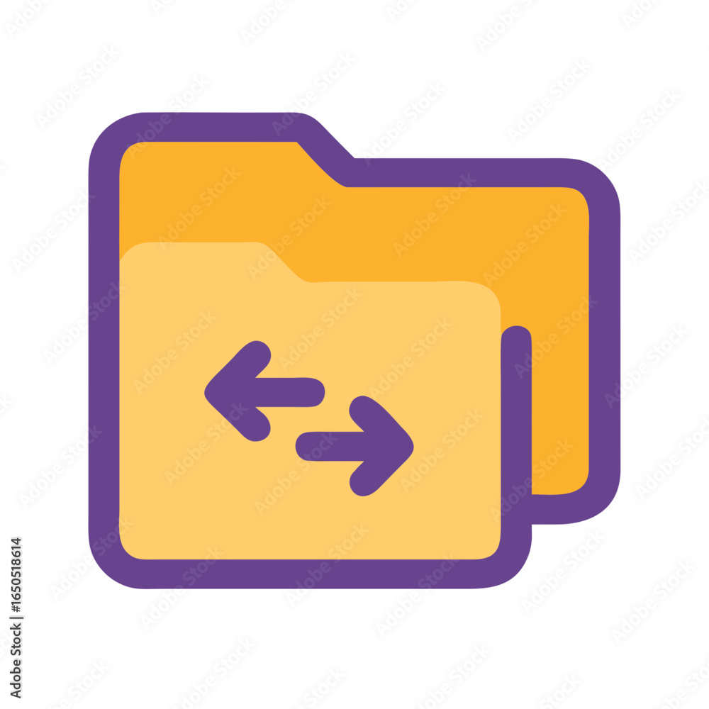 Poster vector art of icon of a folder with arrows indicating data transfer or exchange, isolated on white b