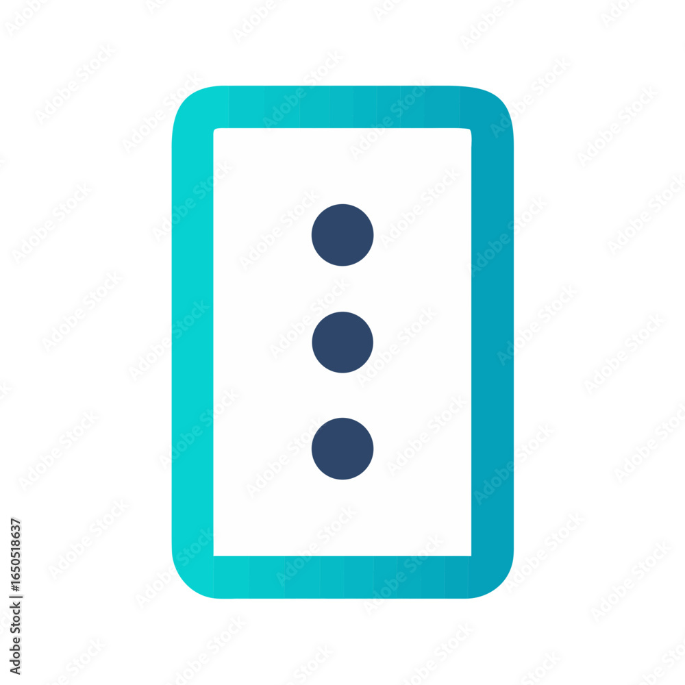 Poster vector art of three dark blue dots aligned vertically inside a white rectangle with a turquoise grad