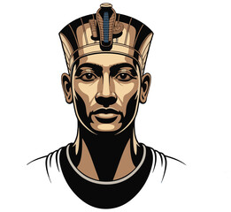 Ancient Egyptian Pharaoh Vector Illustration in Detailed Traditional Headdress