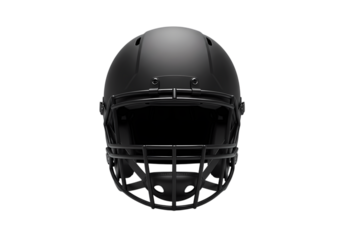 Black American Football Helmet Front View Isolated on Black Background isolated on transparent background