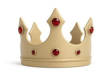 Golden crown gleaming with crimson jewels, symbolizing royal authority and leadership potential against clean transparent backdrop