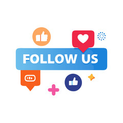 Follow Us Banner With A Thumb Up Follow Us Button
