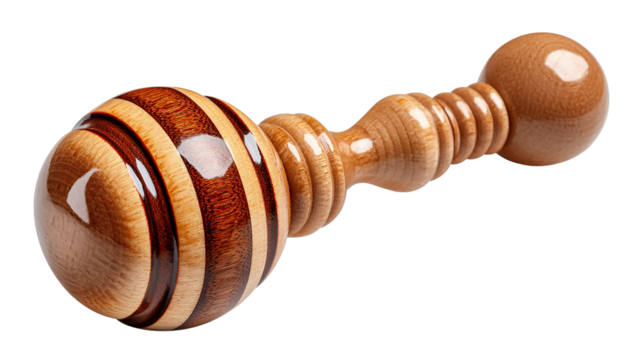 Wooden Massage Tool: A beautifully crafted wooden massage tool lies serenely against a pristine canvas. Its inviting presence suggests relaxation and serenity, promising a soothing touch. 