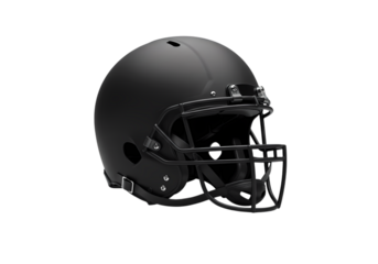 Matte Black Football Helmet isolated on transparent background