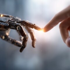Futuristic sci fi concept with glowing touch