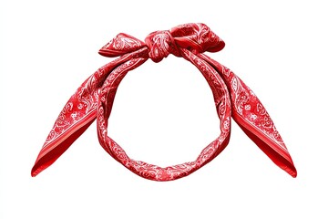 Red bandana tied in a knot, creating a circle