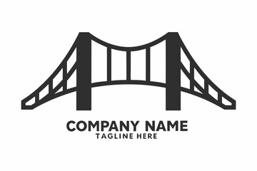 Obraz premium Minimalist Bridge Silhouette with Company Name on White Background Design