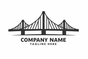 Minimalist Bridge Vector, Urban Landmark, Silhouette Design, White Background