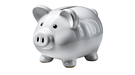 Savings Piggy Bank: A pristine, glossy ceramic piggy bank symbolizing savings, financial stability, and smart money management.