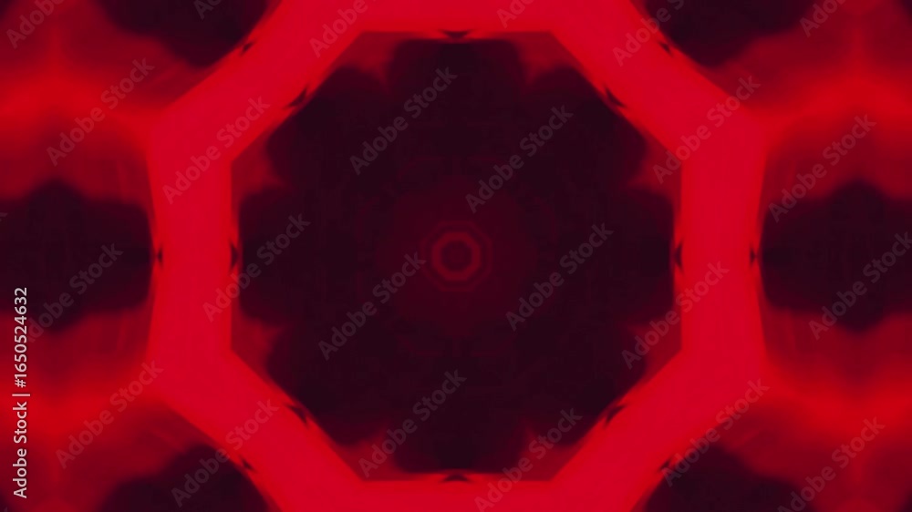 Poster vibrant psychedelic mandala pattern unfolds in dynamic red abstract motion, creating hypnotic visual