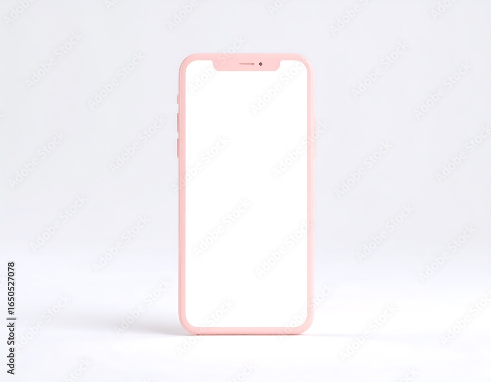 Poster elegant pink smartphone device ready for your custom design and content display