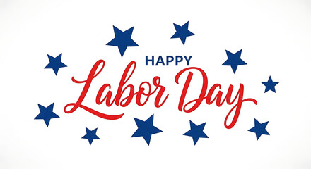 Festive Labor Day Celebration with Decorative Stars and Elegant Script Typography