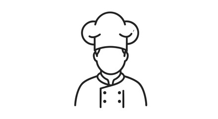 Chef Icon Line Art Illustration of a Culinary Professional