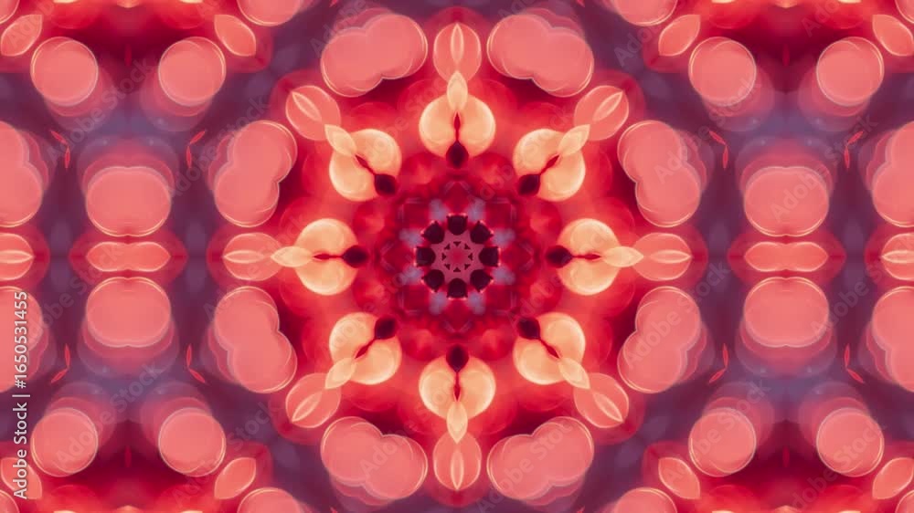 Aufkleber mesmerizing red bokeh kaleidoscope effect with vibrant floral patterns and soft light transitions