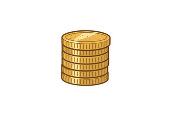 Pixel Art Gold Coins Wealth Prosperity and Finance Illustration isolated on transparent background