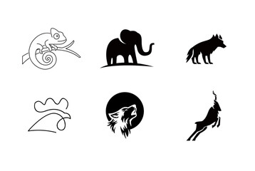 Animal Logo Icons: Chameleon, Elephant, Wolf and More