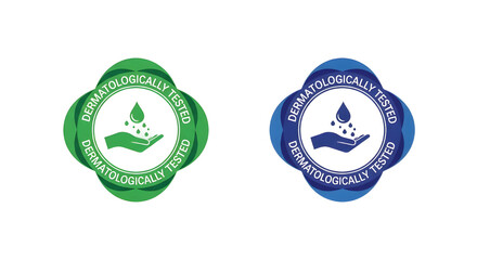Dermatologically Tested Badge Green and Blue | Hypoallergenic Product Certification Icon for Skincare and Cosmetic Packaging