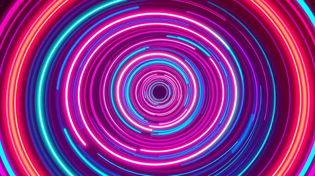 Oscillating loops with pop art, speculative modeling and bright concentric circles twisting with neon glow mesmerizing and variating patterns - Powered by Adobe
