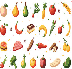 Food and drinks set 150 icons for menu, infographics, design elements – stock vector k on white background.