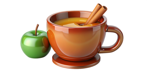 Warm Apple Cider in a Rustic Mug with Cinnamon Sticks