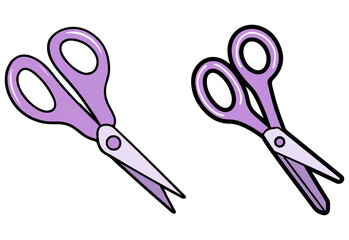Scissors vector set with black handle isolated on white background, scissors, tool, cut, sharp, metal, steel, equipment, cutting, scissor, handle, isolated, object, draw.