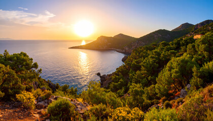 Sunset coastal landscape